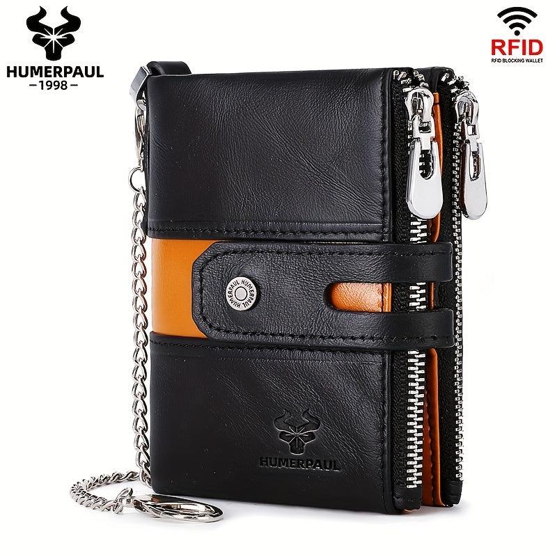 Men's RFID Leather Travel Wallet with Zipper Pocket