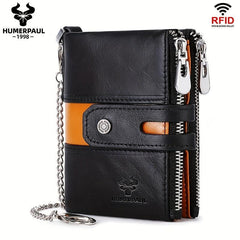 Men's RFID Leather Travel Wallet with Zipper Pocket