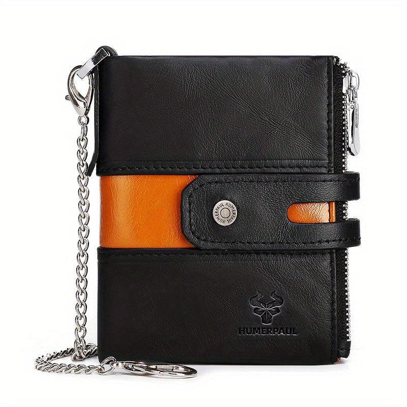 Men's RFID Leather Travel Wallet with Zipper Pocket