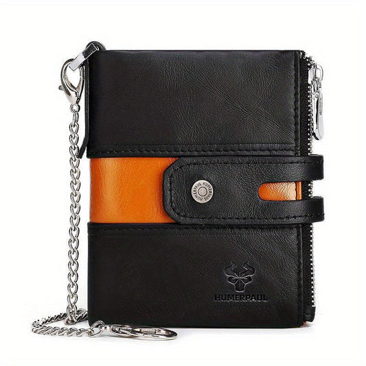 Men's RFID Leather Travel Wallet with Zipper Pocket