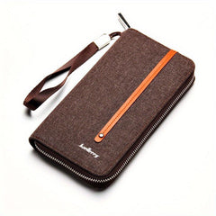 Men's Canvas Clutch Wallet with Card Slots Zipper Coin Purse