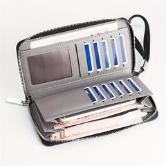 Men's Canvas Clutch Wallet with Card Slots Zipper Coin Purse