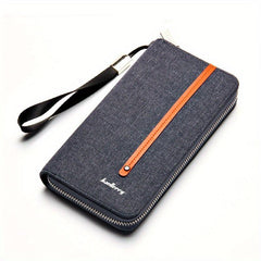 Men's Canvas Clutch Wallet with Card Slots Zipper Coin Purse