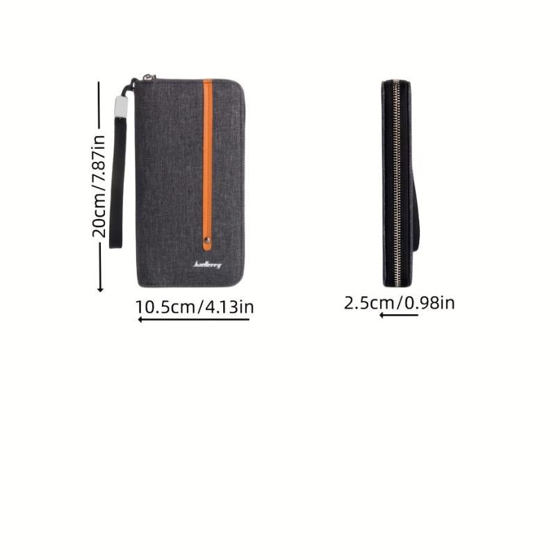 Men's Canvas Clutch Wallet with Card Slots Zipper Coin Purse