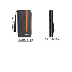 Men's Canvas Clutch Wallet with Card Slots Zipper Coin Purse