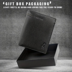 Men's Leather Short Wallet Vertical Cowhide Business Wallet Money Clip
