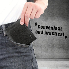 Men's Leather Short Wallet Vertical Cowhide Business Wallet Money Clip