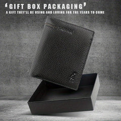 Men's Leather Short Wallet Vertical Cowhide Business Wallet Money Clip
