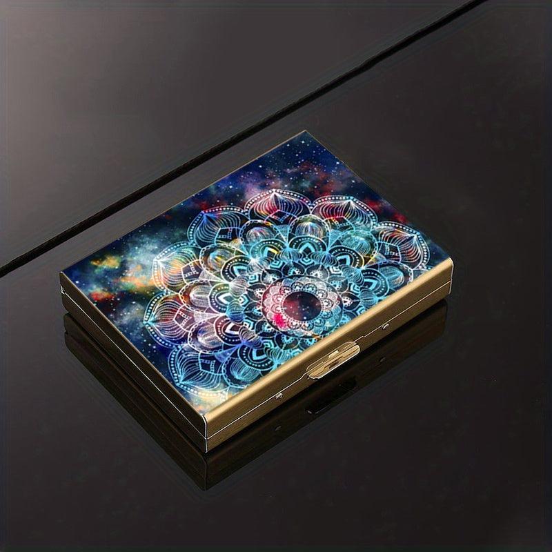 Geometric Floral Stainless Steel Card Box 6-10 Card Slots