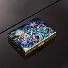 Geometric Floral Stainless Steel Card Box 6-10 Card Slots