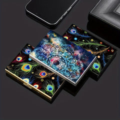 Geometric Floral Stainless Steel Card Box 6-10 Card Slots