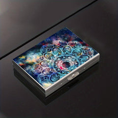 Geometric Floral Stainless Steel Card Box 6-10 Card Slots