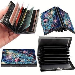 Geometric Floral Stainless Steel Card Box 6-10 Card Slots