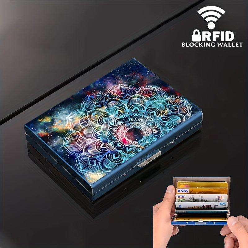 Geometric Floral Stainless Steel Card Box 6-10 Card Slots