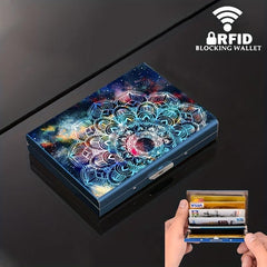 Geometric Floral Stainless Steel Card Box 6-10 Card Slots