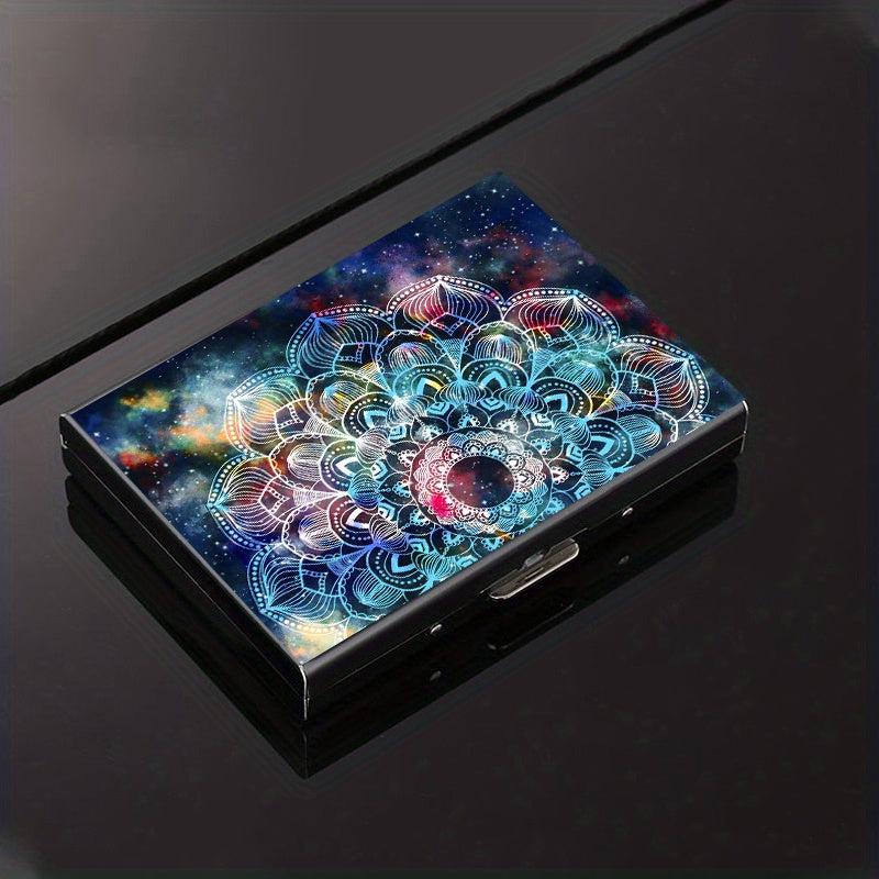 Geometric Floral Stainless Steel Card Box 6-10 Card Slots