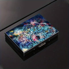 Geometric Floral Stainless Steel Card Box 6-10 Card Slots