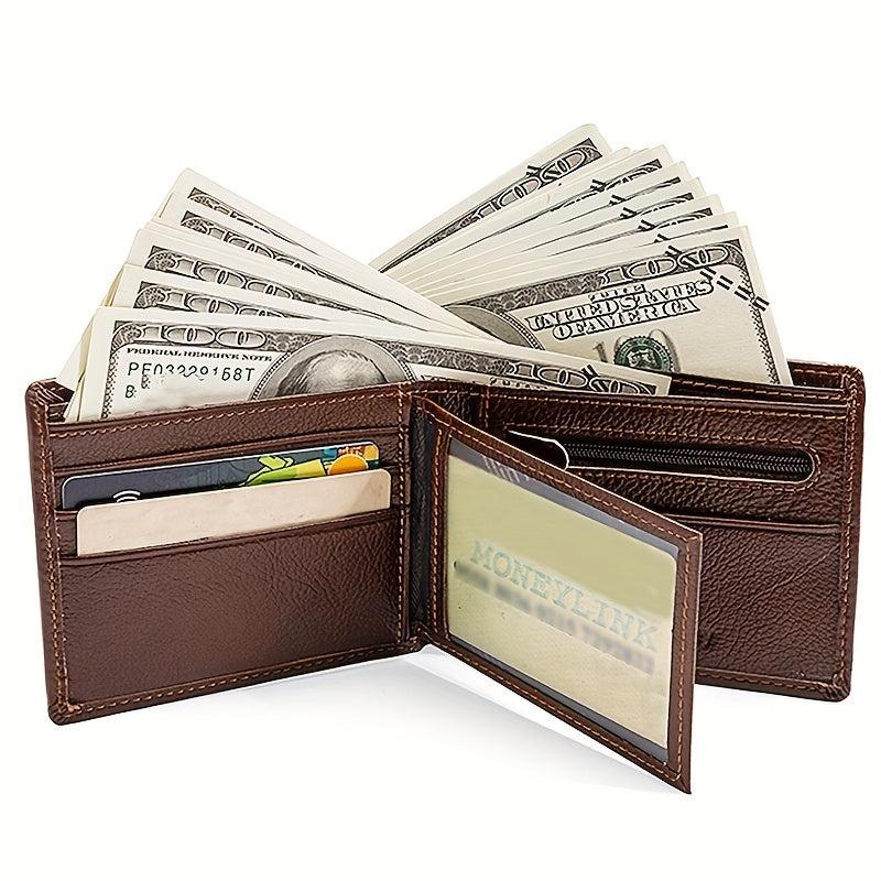 Men's Vintage Leather Short Wallet Card Holder Purse