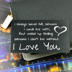 Metal Wallet Card LOVE Note For Him Anniversary Gift