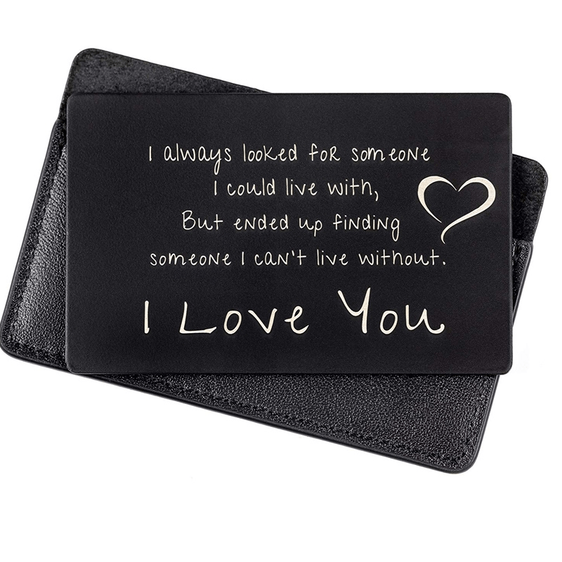 Metal Wallet Card LOVE Note For Him Anniversary Gift