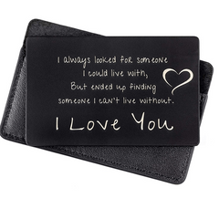 Metal Wallet Card LOVE Note For Him Anniversary Gift