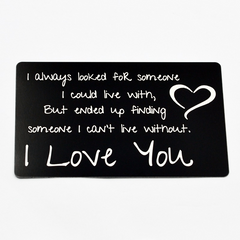 Metal Wallet Card LOVE Note For Him Anniversary Gift