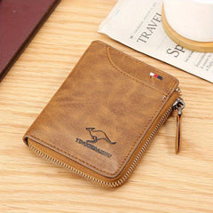 Vintage Leather Zipper Wallet Short Credit Card Wallet
