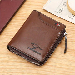 Vintage Leather Zipper Wallet Short Credit Card Wallet