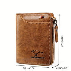 Vintage Leather Zipper Wallet Short Credit Card Wallet