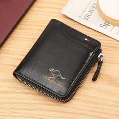 Vintage Leather Zipper Wallet Short Credit Card Wallet