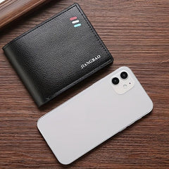 Men's Leather Short Wallet with Multiple Card Slots Large Capacity