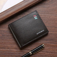 Men's Leather Short Wallet with Multiple Card Slots Large Capacity