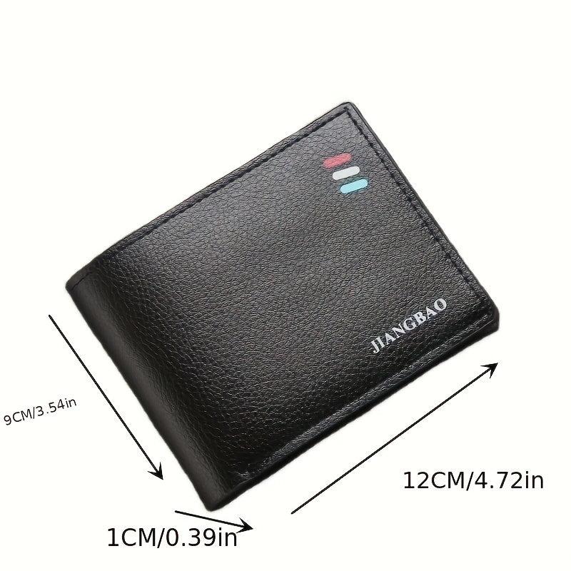 Men's Leather Short Wallet with Multiple Card Slots Large Capacity