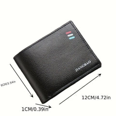 Men's Leather Short Wallet with Multiple Card Slots Large Capacity