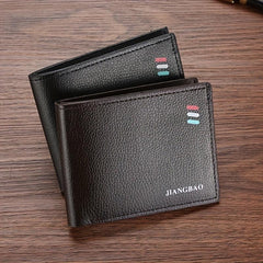 Men's Leather Short Wallet with Multiple Card Slots Large Capacity