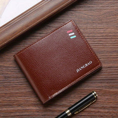 Men's Leather Short Wallet with Multiple Card Slots Large Capacity