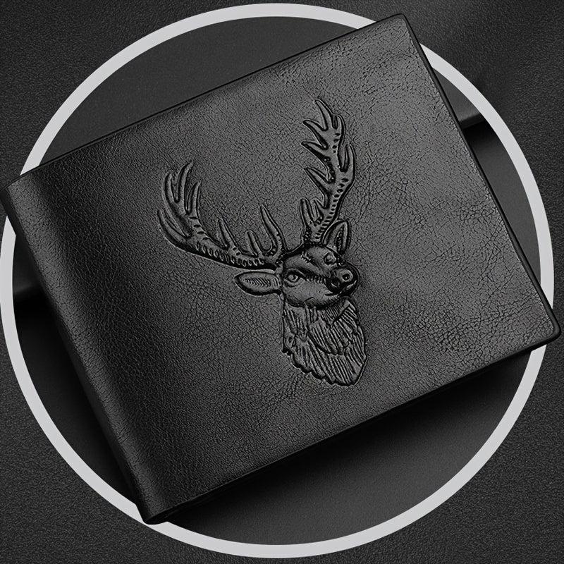 Deer Head Pattern 3D Embossed Men's Business Wallet
