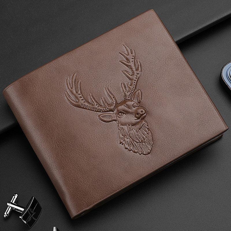 Deer Head Pattern 3D Embossed Men's Business Wallet