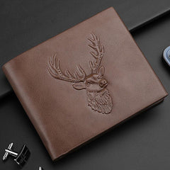 Deer Head Pattern 3D Embossed Men's Business Wallet