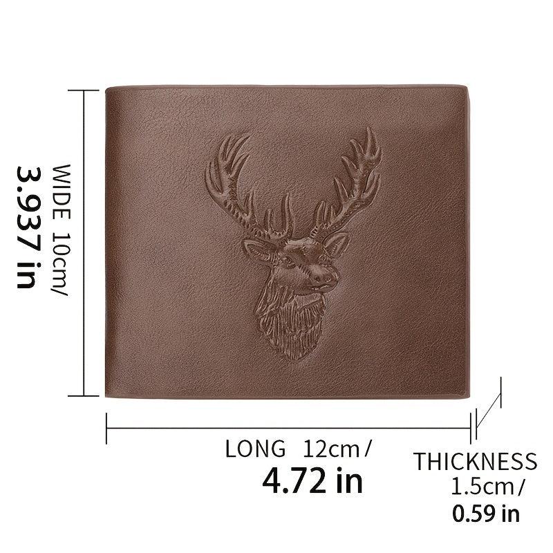 Deer Head Pattern 3D Embossed Men's Business Wallet