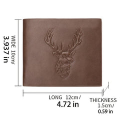 Deer Head Pattern 3D Embossed Men's Business Wallet