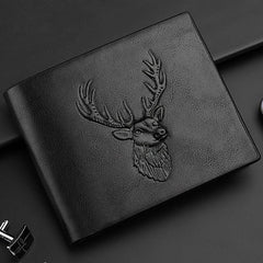 Deer Head Pattern 3D Embossed Men's Business Wallet