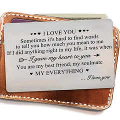 Engraved I Love You Wallet Card - Anniversary Gift For Boyfriend