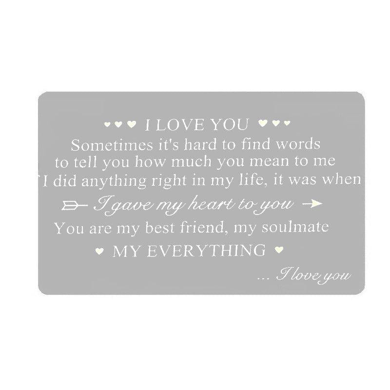 Engraved I Love You Wallet Card - Anniversary Gift For Boyfriend