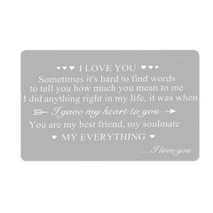 Engraved I Love You Wallet Card - Anniversary Gift For Boyfriend