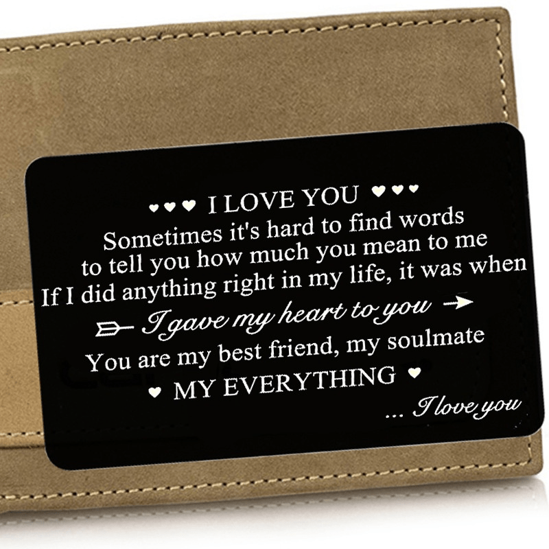 Engraved I Love You Wallet Card - Anniversary Gift For Boyfriend