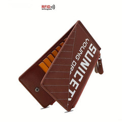 Men's Anti theft Long Wallet PU Large Capacity Card Holder Zipper Coin Purse