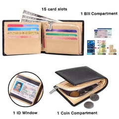 Leather Men's Wallet Cowhide Coin Purse Large Capacity