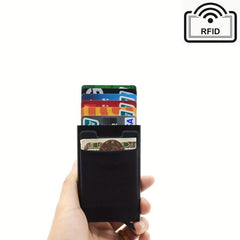 RFID Aluminum Wallet Elastic Back Pouch Credit Card Holder