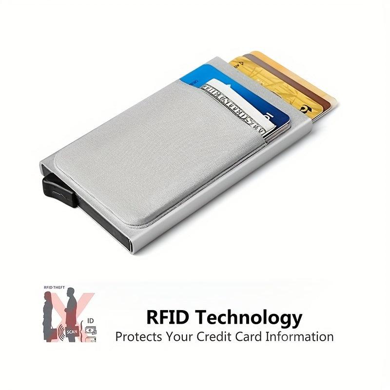 RFID Aluminum Wallet Elastic Back Pouch Credit Card Holder